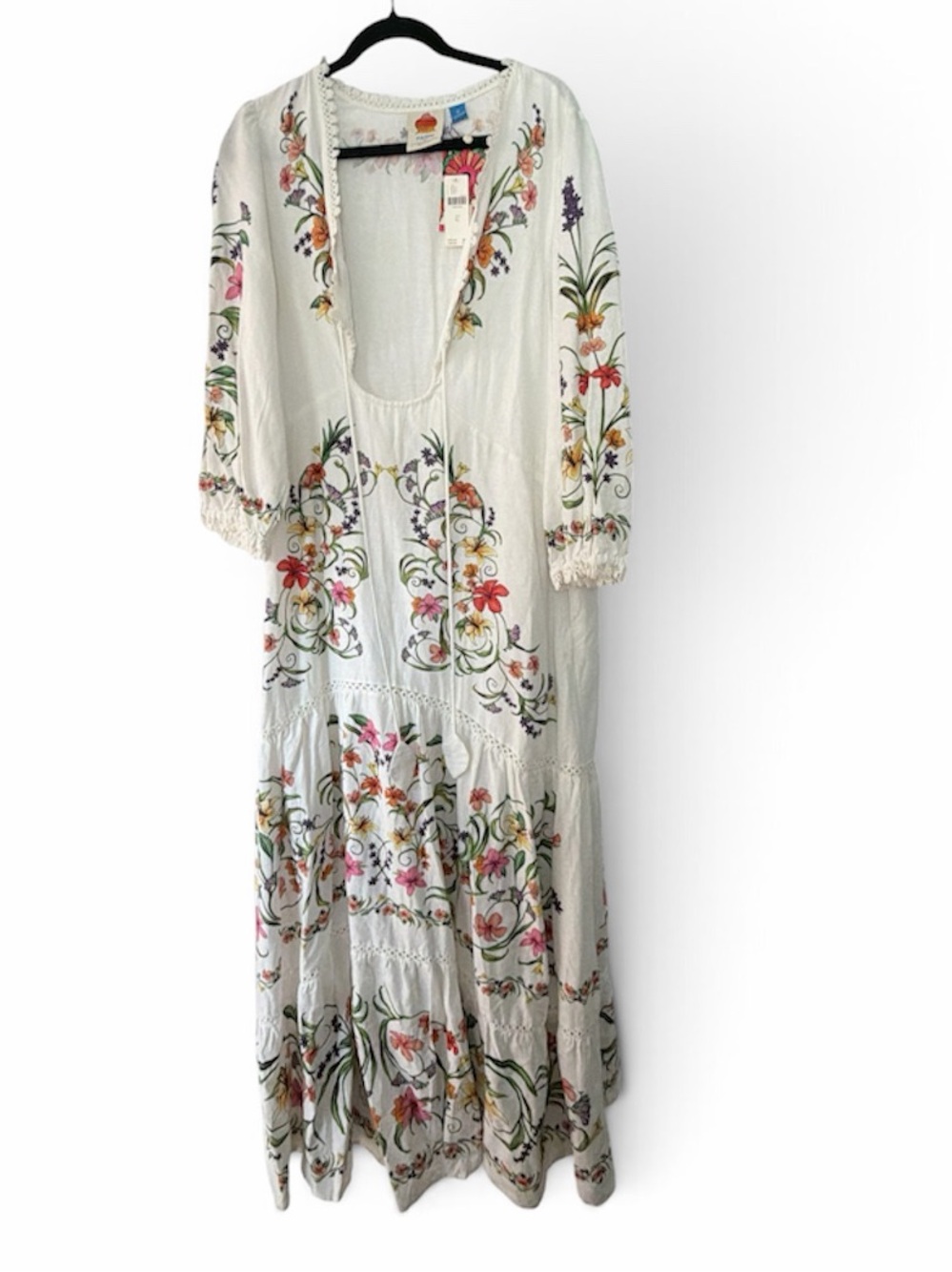 Farm Rio White Floral Embroidered Maxi Dress - Picture 1 of 4